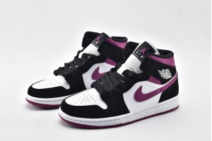 Air Jordan 1 Mid White Black Pink BQ6472 005 Womens And Mens Shoes  